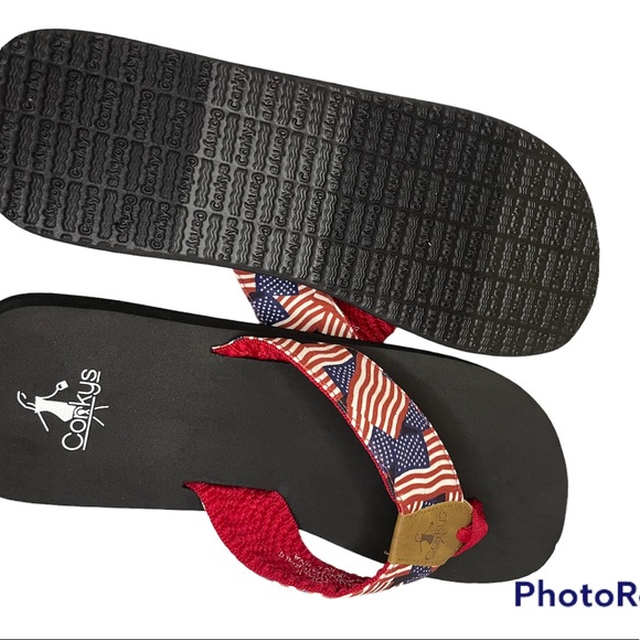 Corkys Aquaholic American Flag Flip Flops - Picture 6 of 8
